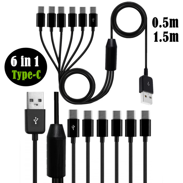 USB a to USB C Splitter Cable, Multi USB C Splitter Cable, 6 in 1 USB 2.0 Type a Male to 6 Type C Male Charging Cord