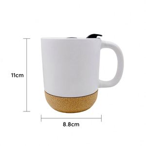 Thermal Transfer Cork Base Ceramic Mug Sublimation Detachable Cork <b>Lid</b> Eco-Friendly <b>Microwave</b> Safe Ins Promotional - Product Image 2