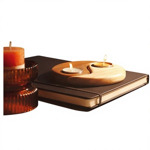 Wooden Yin Yang <b>Tea</b> Light Holder Circular Design For Home Decoration Durable Natural Wood Candle <b>Stand</b> - Product Image 2
