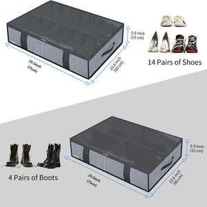 Under Bed <b>Shoe</b> Storage <b>Box</b> Transparent Foldable Non Woven Fabric Organizer Rectangle Space Saving Clothing Storage Bag - Product Image 2