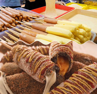 Machine à frire les saucisses de poulet et les corn-dogs pour les snacks
