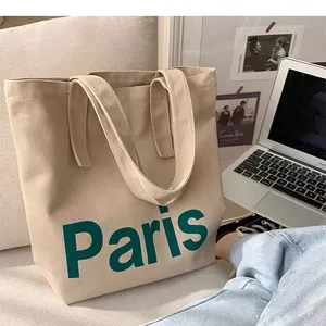 Custom Printed Logo Eco-friendly Canvas Bag Zipper Women's Bag One-shoulder Portable Cotton Tote Bag