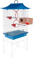 Cage de reproduction pour oiseaux Calopsita Agapornis Parakeet, avec nid extérieur complet, plafond chinois (Blanc, sans support, en acier au carbone et plastique)