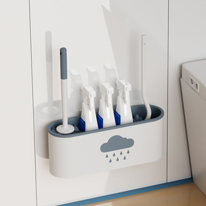 Toilet Brush Holder Wall Mounted Rectangular Japanese Style Easy To Clean For <b>Bathroom</b> Cleaning Tools Storage Organizer - Product Image 2