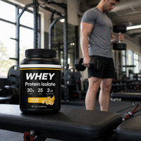 Poudre de protéines de lactosérum à marque privée, saveur banane, complément nutritionnel sportif pour la prise de masse musculaire, OEM ODM, vente en gros
