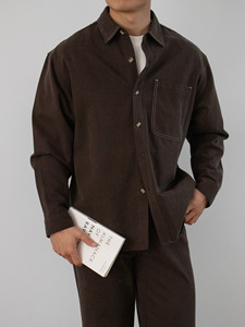 <span class=keywords><strong>Chemise</strong></span> à manches longues <span class=keywords><strong>en</strong></span> <span class=keywords><strong>lyocell</strong></span> personnalisée avec poches à surpiqûres contrastées pour hommes, <span class=keywords><strong>chemise</strong></span> décontractée à manches longues pour hommes, coupe ample, printemps - Product Image 1