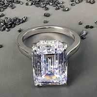 Bague de fiançailles classique en argent sterling S925 plaqué rhodium avec moissanite taille émeraude, pour femme et homme, bijoux fins authentiques