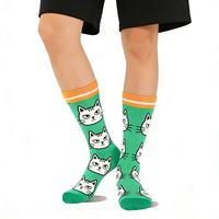 Chaussettes de compression mi-mollet en tissu extensible doux 100% coton, impression intégrale 360°, absorbant la transpiration, pour le sport, le cyclisme, la randonnée, le ski, les activités de plein air