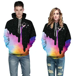 hoodies ceket çift mürekkep Suppliers-ZACAVIA yıldız duman renkli mürekkep dijital baskı Hoodie kazak çift beyzbol ceket Hoodie kadınlar ve erkekler için
