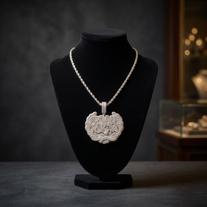 Collier pendentif Around The World, chaîne en alliage plaqué rhodium, zircone cubique, bijoux unisexes hip hop - Product Image 3