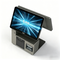Terminal de point de vente interactif à double écran, stable et efficace, tout-en-un, pour supermarchés, magasins de proximité, caisse enregistreuse commerciale compacte