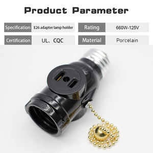 Adaptador de Portalámparas SUN LITE E26 - Convierte un Portalámparas de Rosca Mediana en Dos Tomas de Corriente con Interruptor de Cadena - Product Image 3