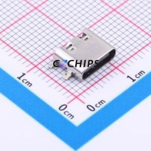 HC-TYPE-C-6P-01QT USB Connector SMD Connector ( Connector Type: Type-C )( Gender: Female )( Mounting Type: Horizontal Mount ) - Product Image 1