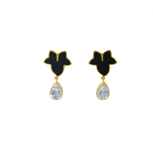Fashion Drop <b>Earrings</b> PVD Gold Plated 316L Stainless Steel Sustainable Resistant Teardrop <b>Crystal</b> Dangle <b>Studs</b> - Product Image 2