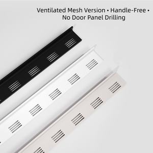 Perillas de aluminio ventiladas sin tiradores para gabinetes, sin perforación, con bordes redondeados para almacenamiento en cocina y baño - Product Image 3