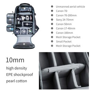 <span class=keywords><strong>2025</strong></span> thiết kế mới công suất lớn không thấm nước chống sốc máy ảnh ba lô nhiếp ảnh Ba lô với dây đeo chân máy và che mưa - Product Image 2