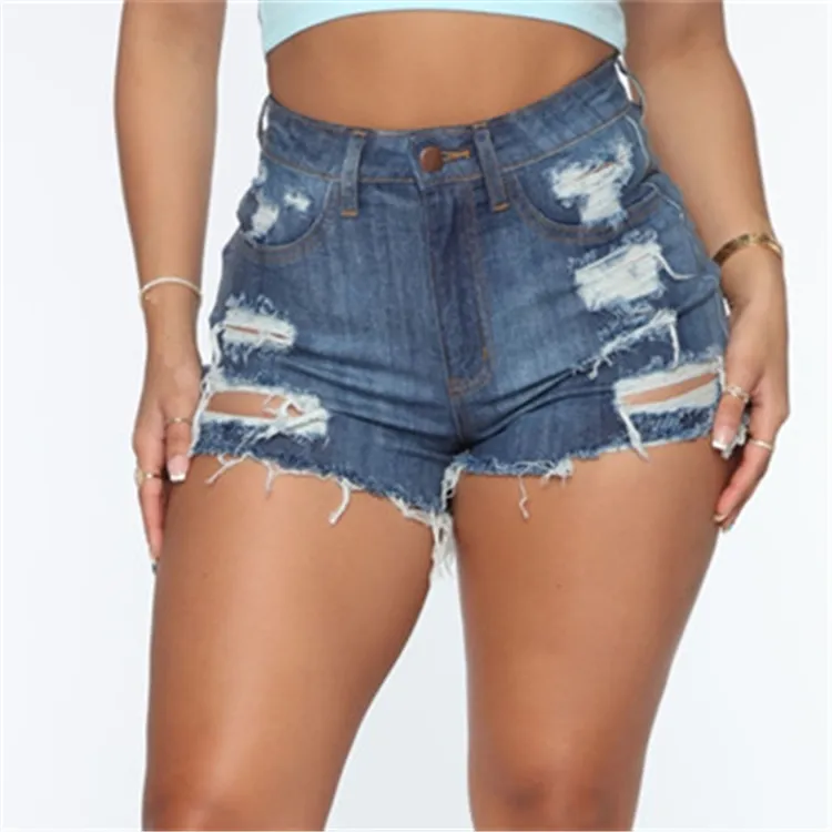 2022 Nieuw Groothandel Dames Korte Broek Zomer Zipper Fly Solid Hollow Out Jeans Shorts