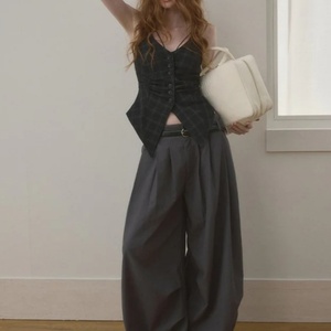 New Arrival Summer Female Sleeveless Solid Color Button up Check V Neck <b>Ladies</b> Women Black Suit <b>Vest</b> - Product Image 1