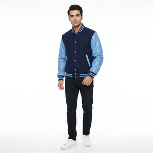 Chaqueta Universitaria Personalizada al por Mayor para Hombre, Último Diseño con Lana Negra y Cuero Dorado para Uniformes Escolares - Product Image 1