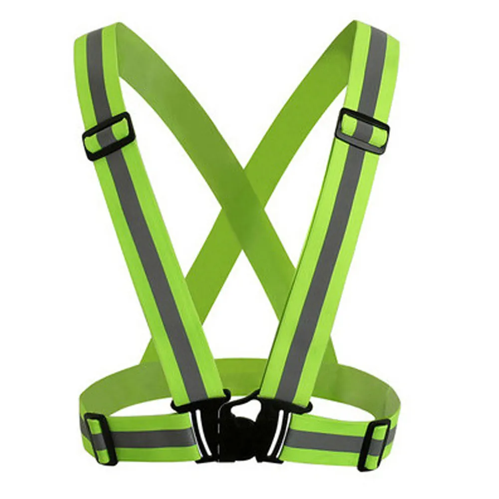 Fluorescent Green Color Reflective Elastic Strap Safety Vest Belt For Outside Running Safety