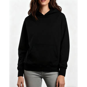 Sweat à capuche unisexe noir personnalisé avec poche, vêtements décontractés pour femmes, 100% coton tricoté, style automne MW-NAN-110707 - Product Image 1