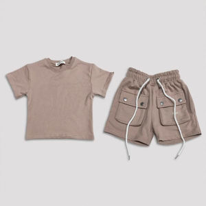 Ensembles de vêtements pour petit garçon, t-shirts personnalisés avec logo brodé, shorts cargo, shorts en coton et ensemble chemise et short - Product Image 3