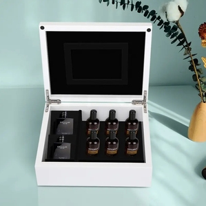 Caja de Regalo Rectangular de MDF con Grabado Láser, Personalizada y Hecha a Mano, con Acabado en Pintura Blanca, para Almacenamiento de Perfumes y Aceites Esenciales, Paquete de Cosméticos - Product Image 3