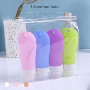 Bouteilles de voyage portables réutilisables en silicone, contenants souples à presser pour lotion, rangement élégant et étanche pour articles de toilette - Product Image 2