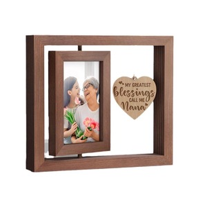 Wooden American-style rotating heart-shaped photo <b>frame</b>, creative photo <b>frame</b>, mother's gift, decorative wooden desktop - Product Image 2