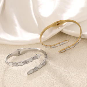 Brazalete de Moda con Baño de Oro de 18k, Diseño de Concha, Acero Inoxidable, Circonita Cúbica, Brazalete de Serpiente para Mujeres y Niñas, Regalos - Product Image 3