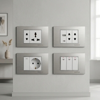 Interrupteur mural modulaire gris brossé SANSHE SASO, prise de courant universelle avec charge USB Type-C pour la décoration de maisons de luxe au Moyen-Orient
