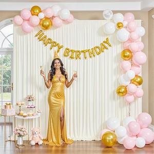 Rideaux de fond élégants en ivoire sans plis pour mariages, fêtes, décors photo, baby showers et décorations - Product Image 6