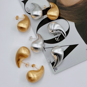 Минималистичные женские серьги из позолоченного серебра 18К, дизайн «капля», эффект «дробленая проволока», эффектные украшения от Botttega - Product Image 5