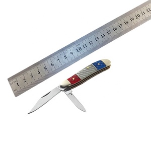 Couteau de poche pliant manuel PH-2736 en acier inoxydable <span class=keywords><strong>rouge</strong></span>, <span class=keywords><strong>blanc</strong></span> <span class=keywords><strong>et</strong></span> bleu avec manche C-Tek <span class=keywords><strong>et</strong></span> double lame à pointe clip - Product Image 2