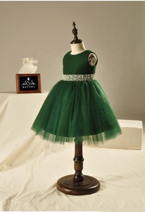 Cintura di cristallo con perline verde FL-1003 per bambini abiti da damigella d'onore lunghi fino alla caviglia in Tulle per abiti da festa di nozze vestito da ragazza di fiori - Product Image 3