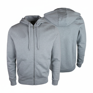 Sudadera con capucha gris con cremallera para hombre, sudadera informal con cremallera completa, chaqueta con capucha de manga larga, tela cómoda, moda moderna, uso diario - Product Image 1