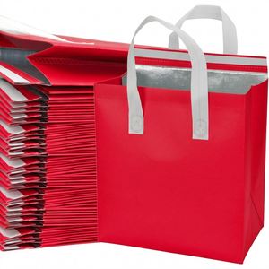 Custom <b>Disposable</b> Non Woven Aluminum Foil Laminated Thermal <b>Barbecue</b> Insulation Packaging Bag Silk Screen Printed Shoulder - Product Image 1