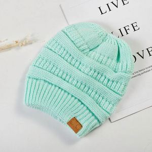 Gorro de lana para mujer, estilo coleta, para otoño e invierno, tejido, de color sólido, cálido, para invierno. - Product Image 3