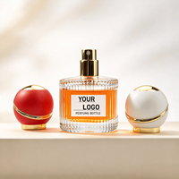 Flacon de parfum en verre transparent cylindrique vide portable de 30 ml et 100 ml avec bouchon sphérique coloré pour le transfert de parfum et le stockage de fragrances