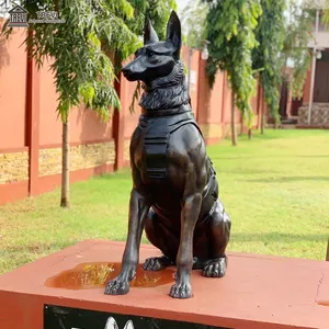 Hochwertige beliebte Außen dekoration Guss bronze Deutscher Schäferhund Statuen