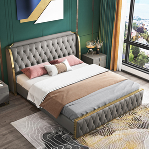 Muebles de dormitorio para Hotel, <span class=keywords><strong>cama</strong></span> de almacenamiento de lujo de cuero genuino de <span class=keywords><strong>vaca</strong></span>, <span class=keywords><strong>cama</strong></span> king size moderna - Product Image 3