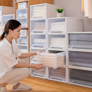 <b>Drawer</b> Style Transparent <b>Plastic</b> <b>Storage</b> Box 20-35L For Clothing Organizer Easy To Clean Standing Type Rectangle - Product Image 3