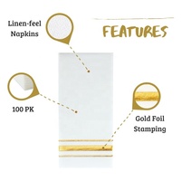 Serviettes d'invité de papier de sensation de lin blanc serviettes Airlaid avec le logo de estampillage chaud de feuille d'or