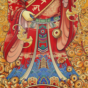 Pannello in Ottone del Dio Civile della Ricchezza, Regalo Portafortuna per Lancio di Attività e Nuovi Progetti, Cornice in Legno con Giunzioni a Mortasa e Tenone, Arte da Parete - Product Image 5