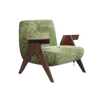 Fauteuil de détente ergonomique moderne de style nordique en chenille verte avec pieds en bois massif, luxe léger pour salon, appartement, hôtel