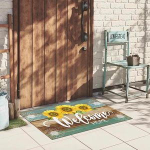 Alfombra de Entrada de Verano Xinglunla, 17 x 29 Pulgadas, Antideslizante, de Franela, Hecha a Máquina, Estilo Vintage Rústico, Girasol Moderno, para Interiores y Exteriores del Hogar - Product Image 5