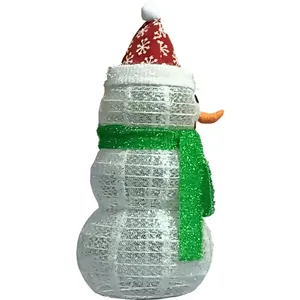 24" USB 8 Function Timing Remote Control 33 Pcs LED Light Colorful Pink Fine Mesh Cloth Snowman
