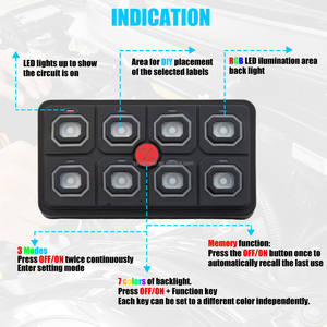 8 Gang RGB Touch Control Switch Panel Toggle Momentané Pulsé Strobe 12V 24V 60A SSR <span class=keywords><strong>Circuit</strong></span> Control Relay Box pour Voitures Nouveau - Product Image 2