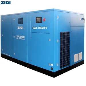 IP55 motor 110kw 660V energy saving double stages AC power electric variable frequency type air screw compressor