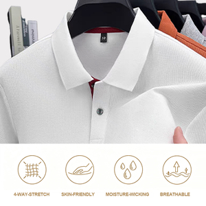 Polo à manches courtes pour homme, automne, business, loisirs, couleur unie, t-shirt brodé, nouvelle mode, tissu tricoté - Product Image 3
